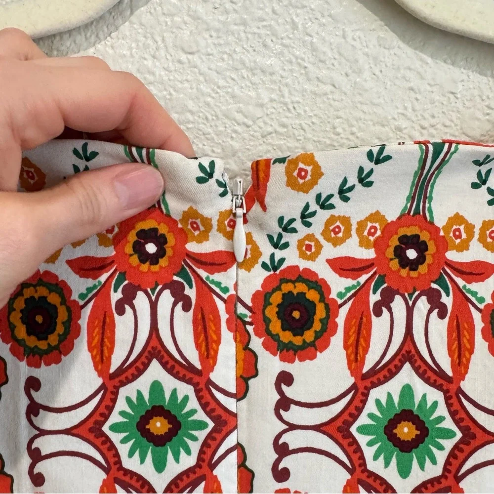 Anthropologie Cecily Fit &‎ Flare Sweetheart Midi Dress XL Petite Orange Motif